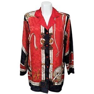 Vintage Cabernet Pajama Lounge Wear Shirt Top M Red Black